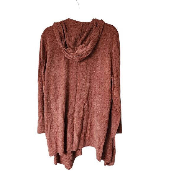 Barefoot Dreams 2X CozyChic Ultra Lite Seashore Cardigan Clay Hooded Open Front - Picture 3 of 6